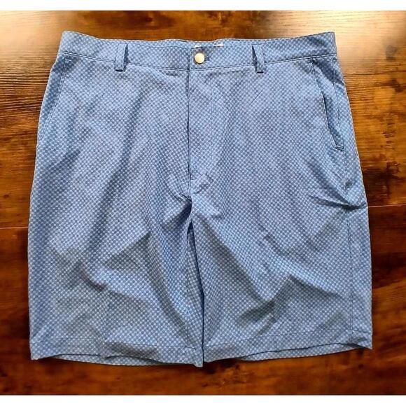 Peter Millar Golf Shorts Men 36 Blue Stretch Salem Geometric Performance - Picture 1 of 6
